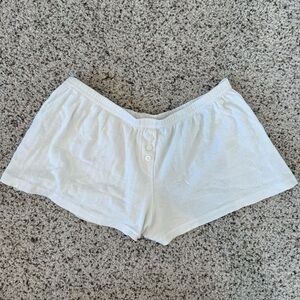 BRANDY MELVILLE White Button-Front Sleep Shorts